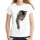 Женская футболка с принтом в виде кота, белая мягкая Повседневная футболка с коротким рукавом, с круглым вырезом, лето S-3XL, 2021