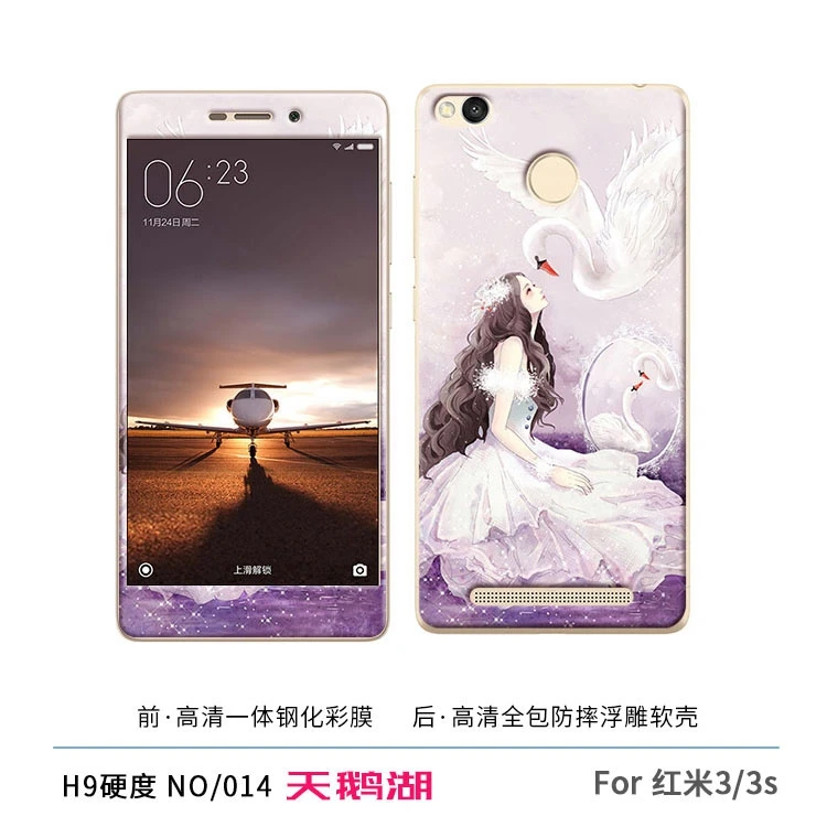 For Xiaomi Redmi 3 Pro 3S Case Soft TPU Cartoon protective Back Cover With Front Toughened glass film for xiaomi redmi 3pro 3s |