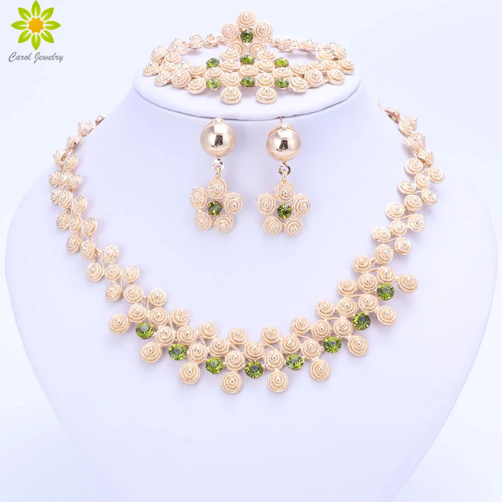 6 видов цветов Ювелирные наборы нигерийские африканские бусы Воротник массивное