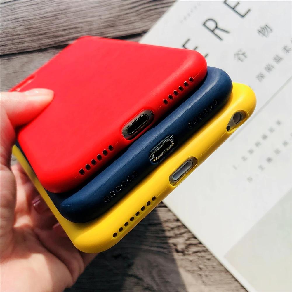 Cases For Iphone 8 Vintage Pure Color All Inclusive Soft TPU Frosted Phone Case 8Plus Cute Candy Back Cover |