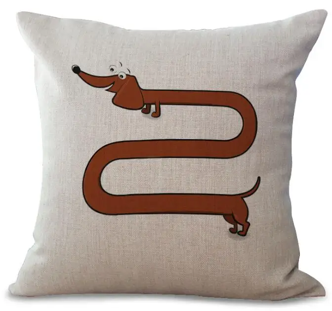 Чехол для подушки с таксой и принтом собаки льняные автомобильные диванные