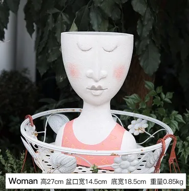 B about 27 cm high Домашняя художественная портретная скульптура Цветочная ваза-кувшин Балконный сад Цветочная композиция домашний Декор статуя девушки - Цвет: B about 27 cm high