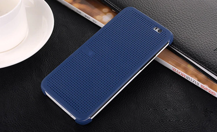 Ультратонкий кожаный флип чехол в горошек для HTC One E8 2014 Новый с функцией