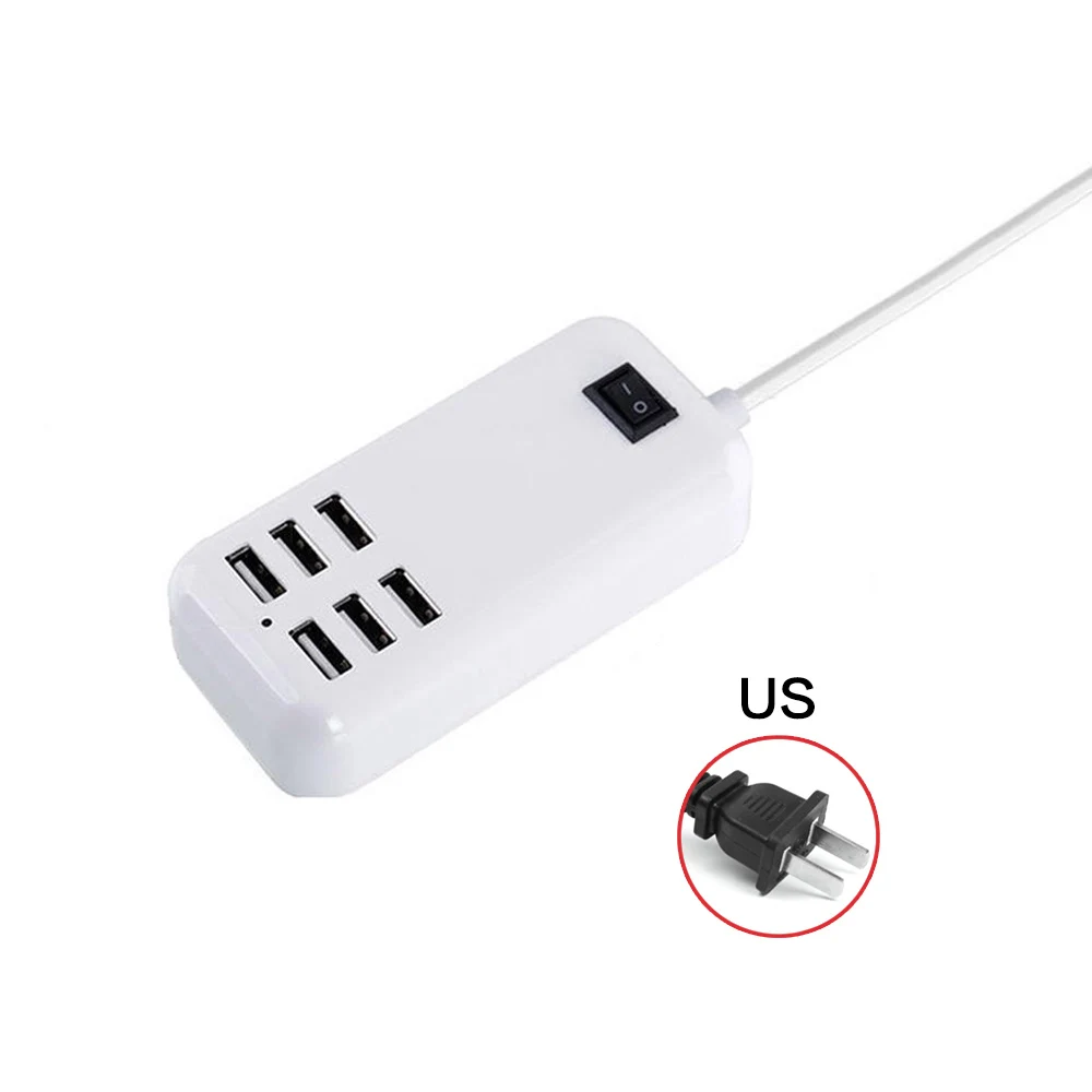 6-Порты USB Зарядное устройство Настольный смарт-адаптер с светодиодный светильник 5 V/3A Быстрая зарядка для iPhone X 8 iPad samsung для зарядки мобильного телефона