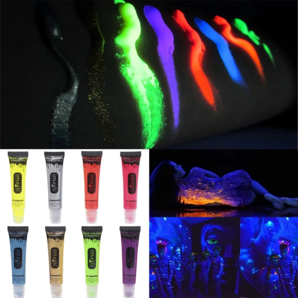 IMAGIC Хэллоуин мерцание макияж UV реактивный быстро Исчезающие тату временные Run