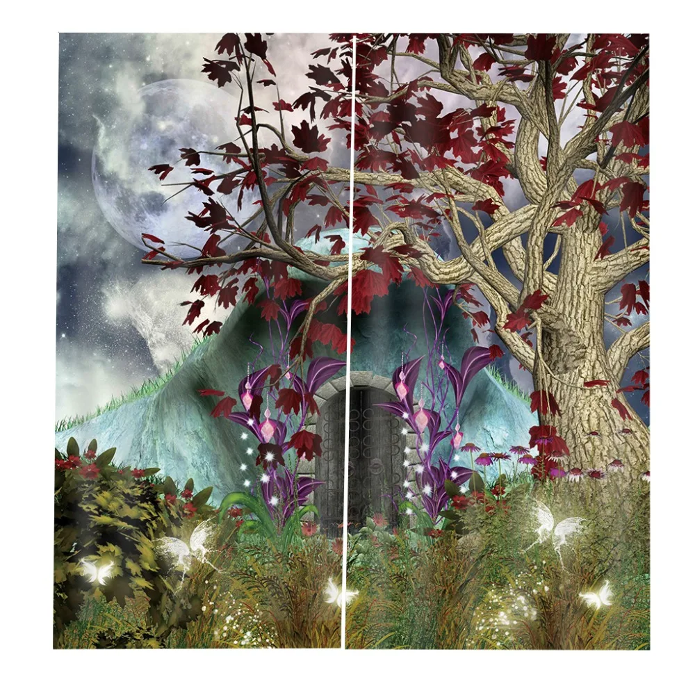 

Custom 3D Blackout Curtains Living Room Bedroom Hotel Window Dreamy beautiful world. European Curtains Grommet Top Curtains