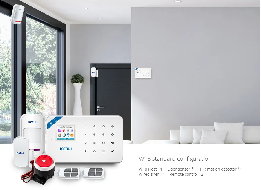 KERUI wifi GSM охранная сигнализация Система детектор дыма беспроводная домашняя сигнализация Встроенная сирена с наружной солнечной сигнализацией