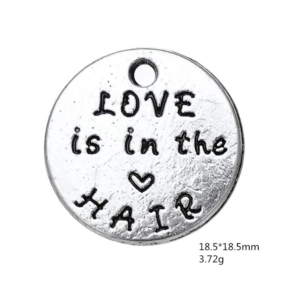 

Античный посеребренный надпись Love is in the hair Charms