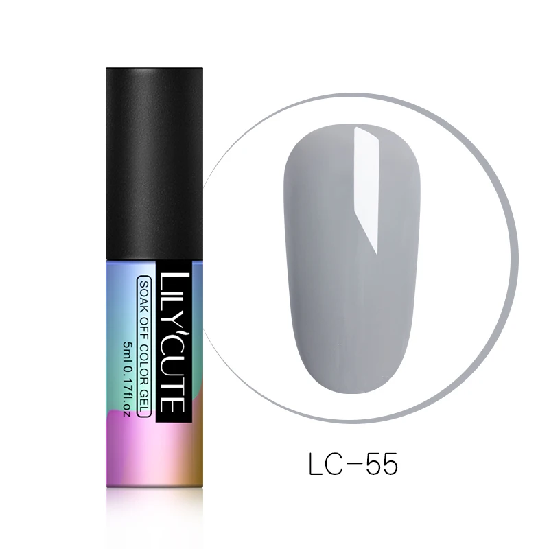 LC-55 LILYCUTE зеленый УФ-гель для ногтей Vernis полуперманентный дизайн ногтей украшение чистый Гель-лак для маникюра дизайн ногтей 5 мл - Цвет: LC-55