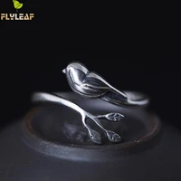 flyleaf 100 925 sterling silver do the old crafts branch birdie open rings for women chinese style lady vintage jewelry