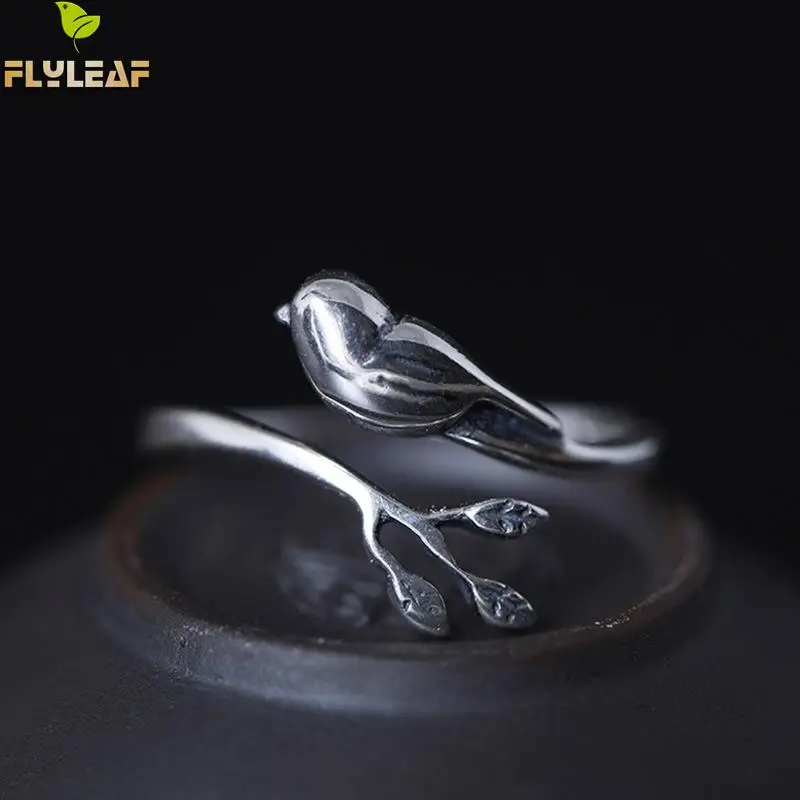 Женское Винтажное кольцо Flyleaf Открытое из стерлингового серебра 100% пробы в