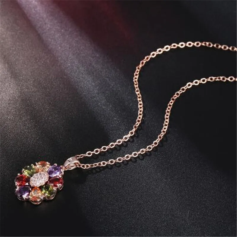 1 шт. цветные циркониевые кулоны ожерелье с подвеской в виде цветов и good moon