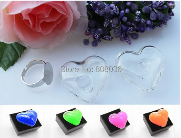 

Free ship! 50sets/lot 30*35mm heart Glass Bubble & Ring set glass globe ring set glass vial pendant glass bottle charm pendant
