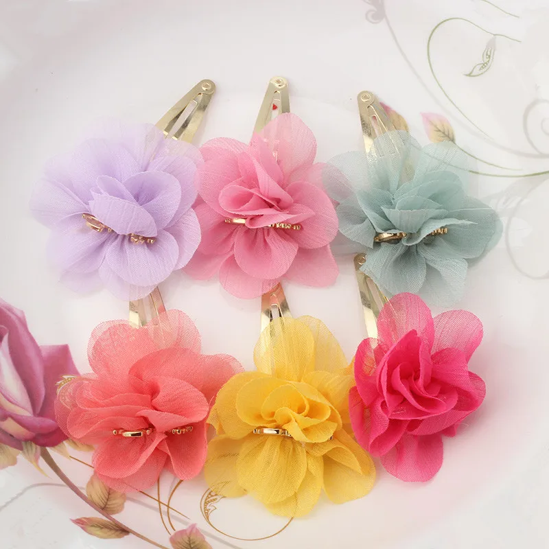 M New Chiffon Flower Smile Letter Hairpins Baby Children Hair Accessories Girls Fresh Color Clip | Детская одежда и обувь