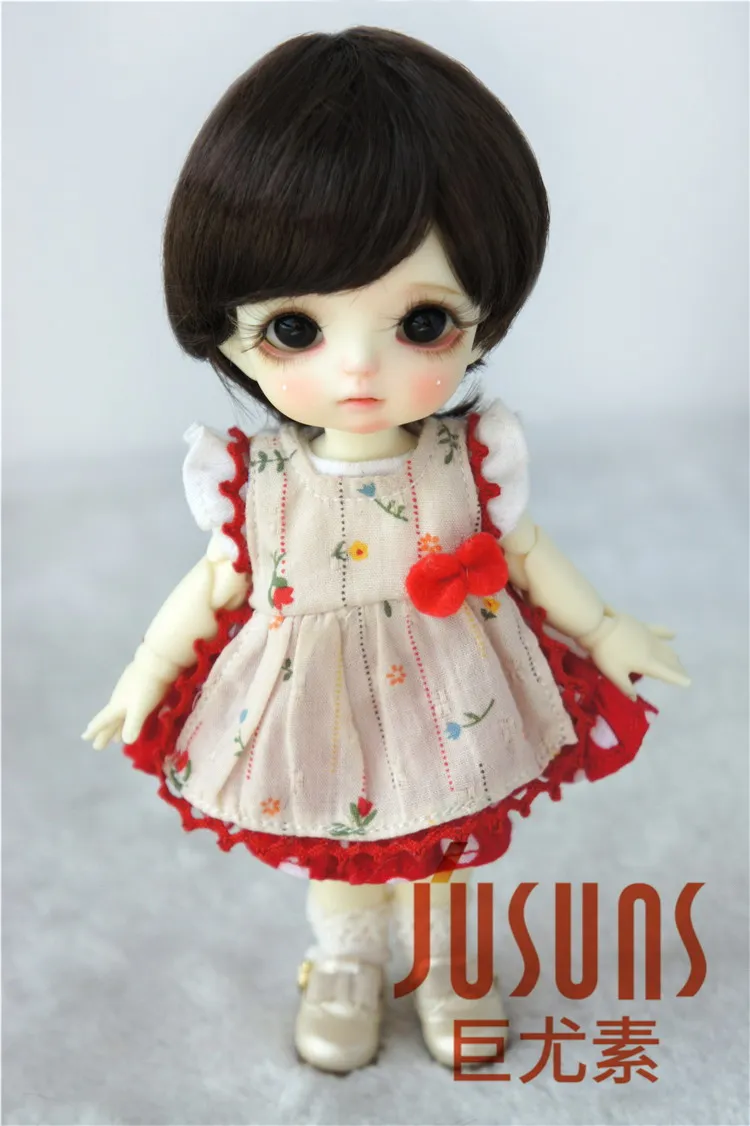 Coffee black SM7 D28053 1/8 модные кукольные парики Размер 5-6 дюймов Enfant короткие BJD парики синтетические мохеровые кукольные аксессуары - Цвет: Coffee black SM7