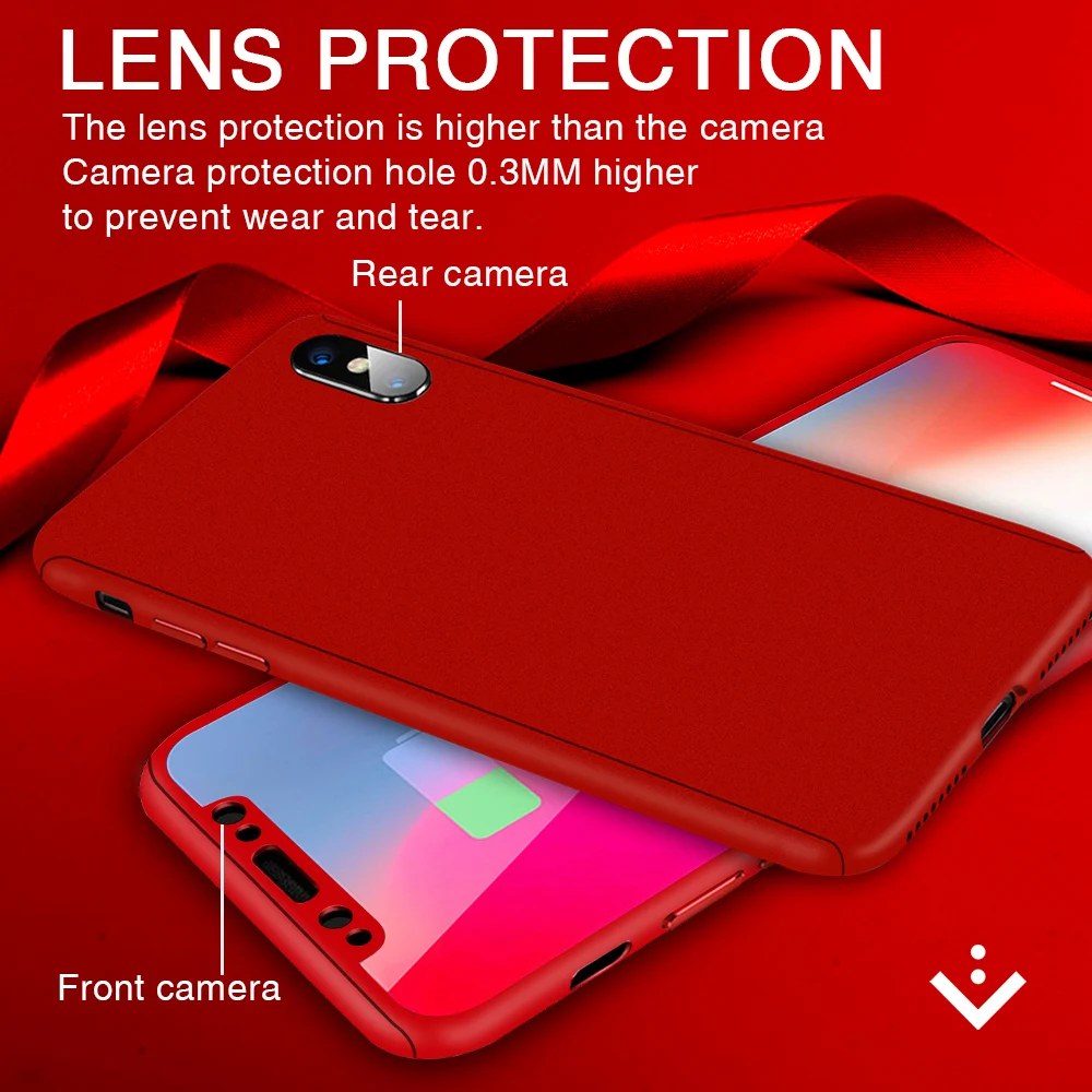 Luxury 360 Full Degree Cover Phone Case For iPhone 8 7 Plus 6 6s 5 5S SE X 10 XR Xs Max Shockproof Cases |