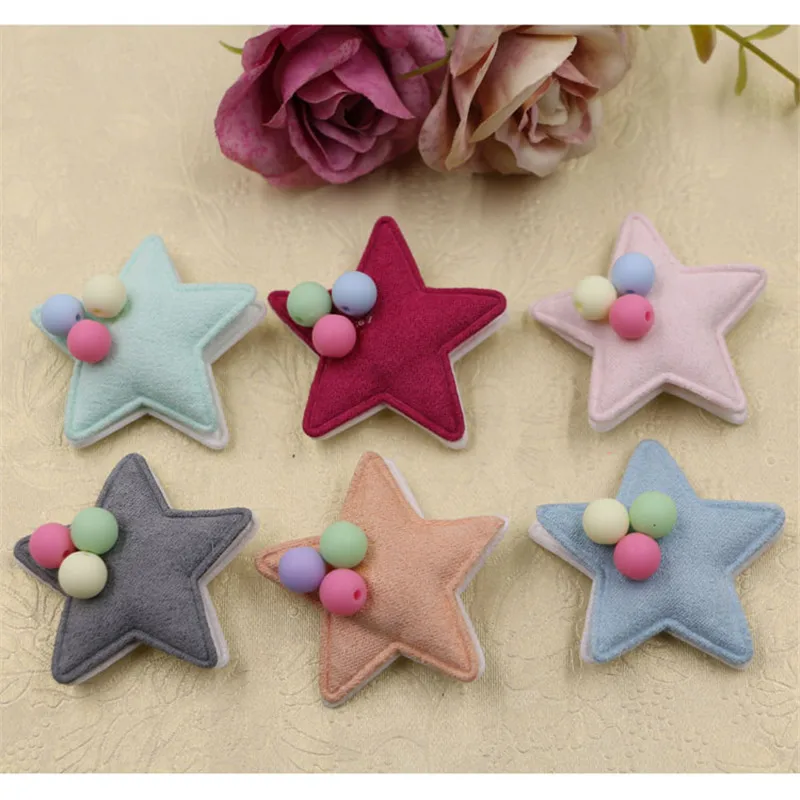Wholesale 40PCs Cartoon Cute Fabric Stars Button Patch with Round Balls Decor Kawaii Girls Hair Jewelry Bow Center Ornament DIY | Украшения