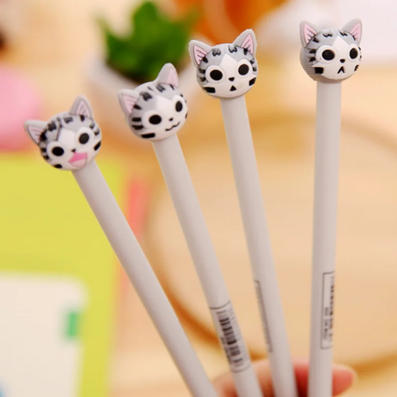 300PCS Cute Cartoon Cat Plastic Gel Pens Lovely Kawaii Pen Novelty Item Japanese School Supplies | Канцтовары для офиса и дома