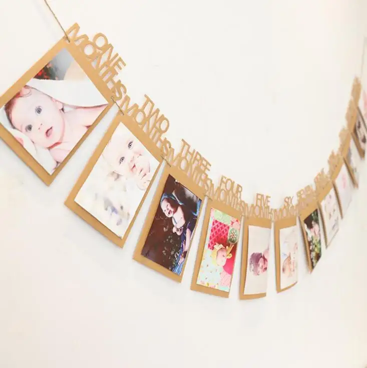 First 1st Photo Frame Banner 12 months Baby Boy Girl My One Year Party Supplies Happy Birthday Decorations Gold Pink Silver | Дом и сад