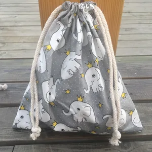 Хлопковая саржевая сумка-Органайзер на шнурке, 1 шт., праздничная подарочная сумка с принтом слона, серая основа, YILE408c