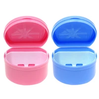 plastic false teeth denture bath retainer dental orthodontic mouth guard storage container box case holder with strainer