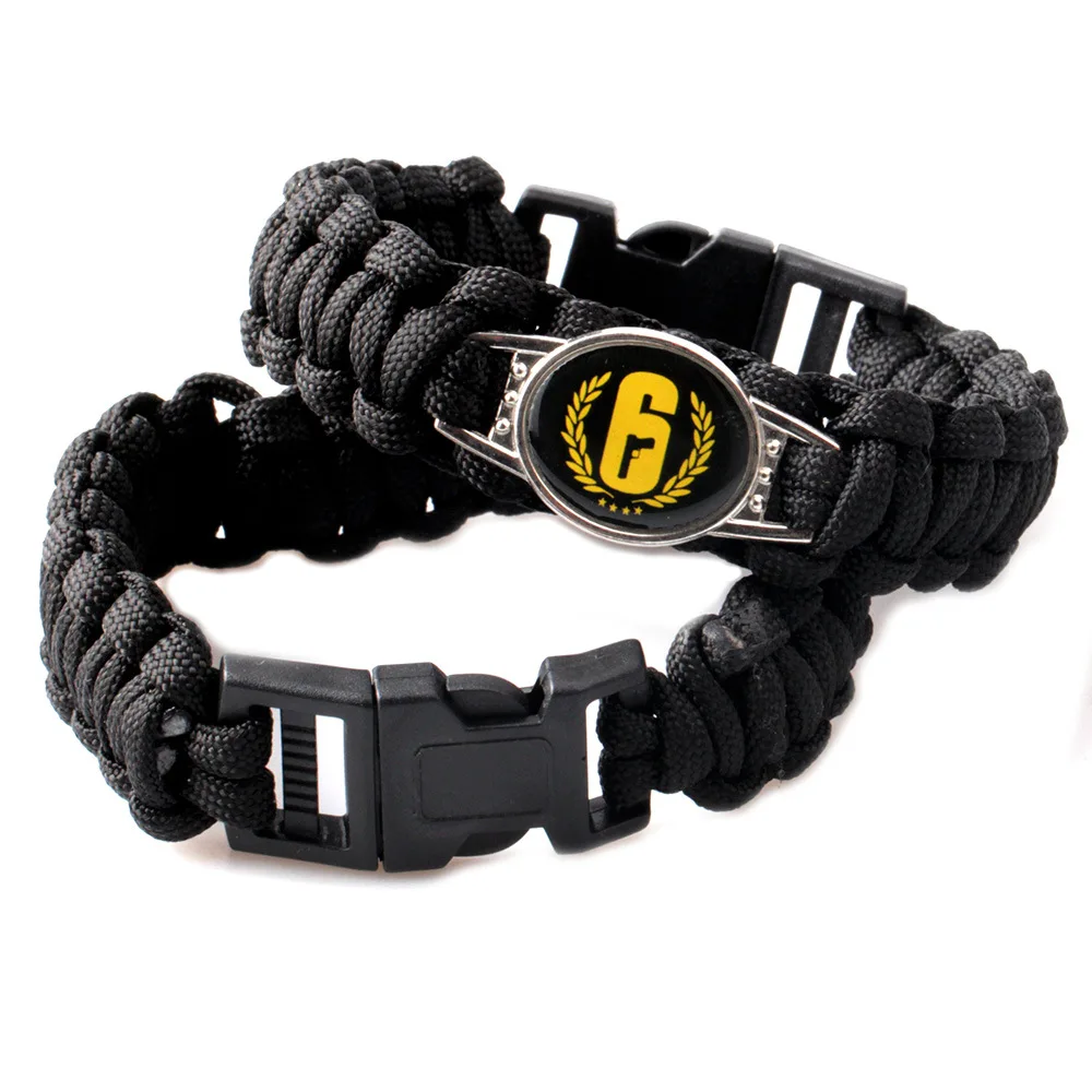 Games Rainbow Six Siege Leather Bracelets for Men Women 6 Logo Bracelet Cosplay Braclet Anime Mens Jewelry Pulseras Dropshipping | Украшения