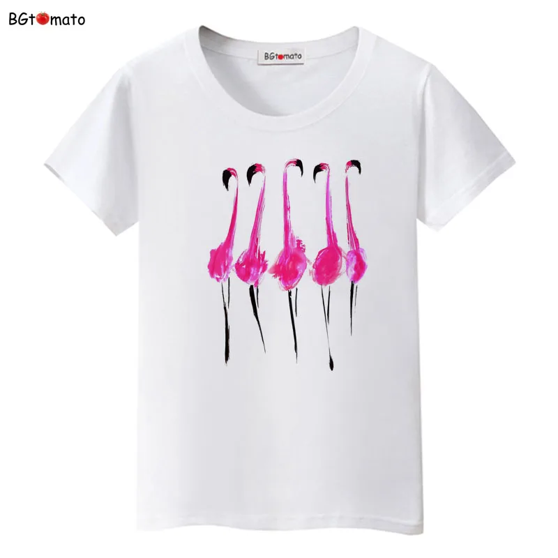 

2021 Harajuku shirt Fashion Tops Loose T-shirt flamingos Print tee shirt femme art Shirts Casual tops Cartoon harajuku shirt
