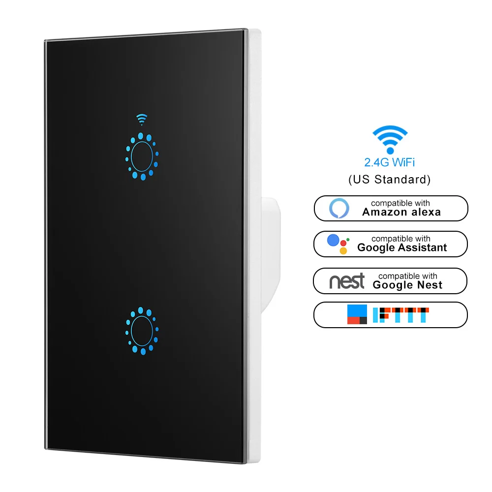 Нам Стандартный Smart Wi-Fi настенный сенсорный выключатель света 1/2/3 Gang Touch/Wifi/приложение удаленный контроллер для умного дома работать с Alexa Google Home