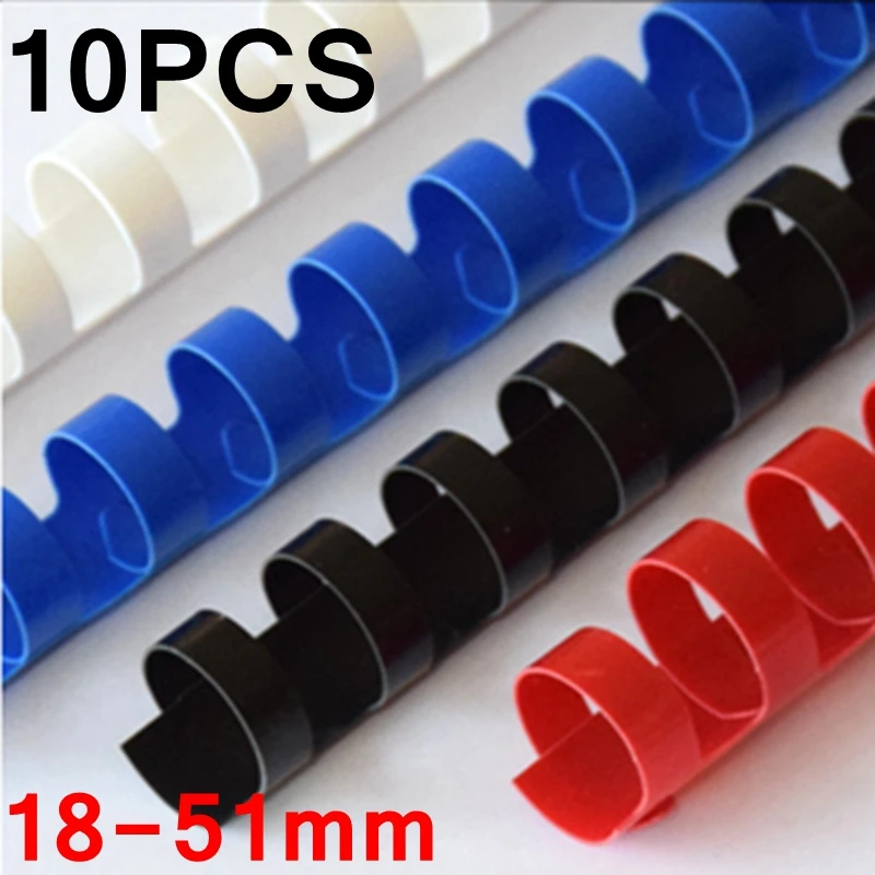 

10PCS PVC binding aprons 21 rings 18-51mm binding 140-450 sheets A4 files comb binding machine plastic rings 4 colors