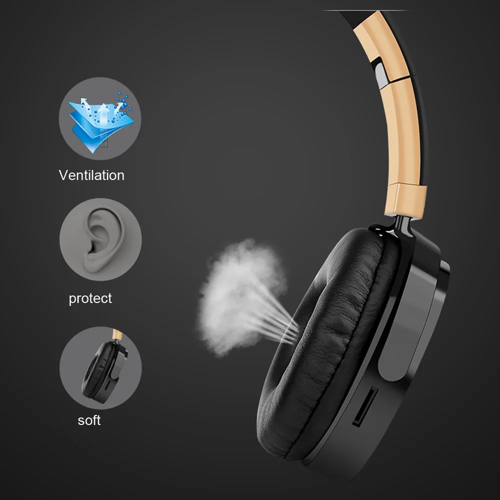 Новые Bluetooth наушники на ухо Hi-Fi стерео Беспроводная гарнитура с микрофоном SD/TF карта FM для iphone или других мобильных телефонов