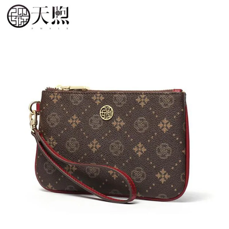 Pmsix new fashion women clutch bag luxury PVC Material women bags designer printing handbags women clutch Envelope bag - Цвет: Brown
