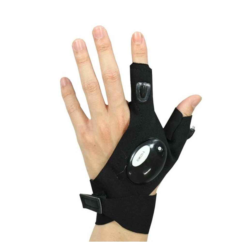 Fingerless Glove LED Flashlight Torch Outdoor Fishing Camping Hiking Magic Strap Survival Rescue Tool Light Left Hand | Спорт и