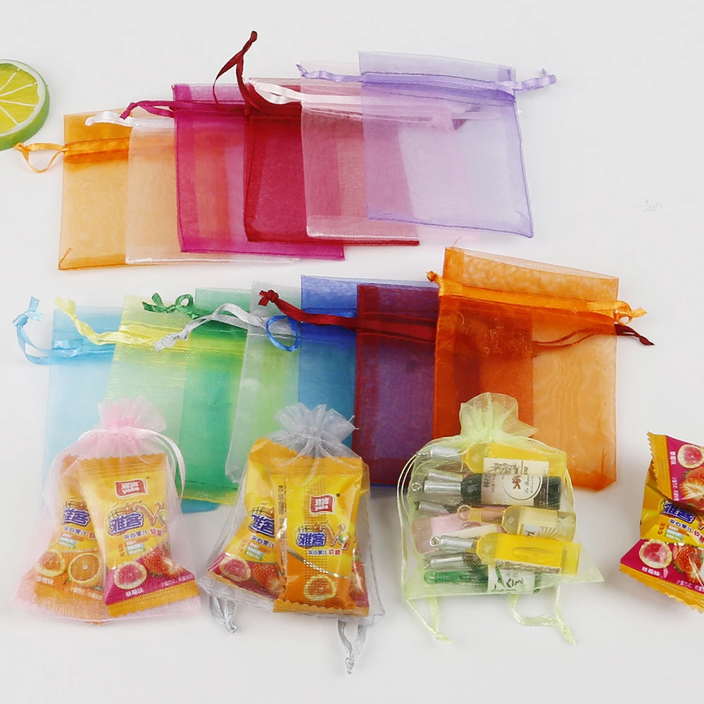 10 шт./лот Подарочная сумка для ювелирных изделий 7x9 см 9x12 Упаковка из органзы