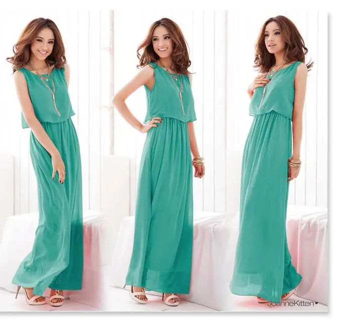 JOYINPARTY женское Бохо шифоновое платье макси платья без рукавов для девочек 8 цветов