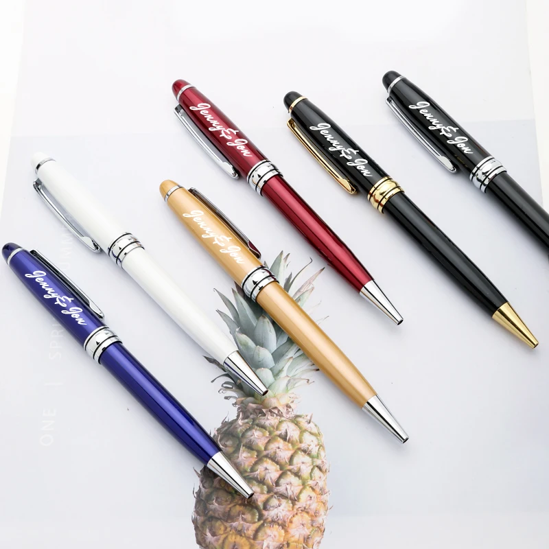 1set Customized Logo Business Metal Ballpoint Pen Black Gift Box Rotating Pens With Key Chain Refill Office Supplies Stationery |
