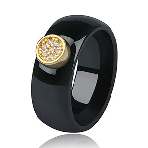 Black Gold 8mm Керамическое кольцо s 8 мм, модные изысканные стразы, керамическое кольцо для женщин плюс один большой кристалл, Свадебное женское подростковое кольцо, ювелирное изделие - Цвет основного камня: Black Gold 8mm