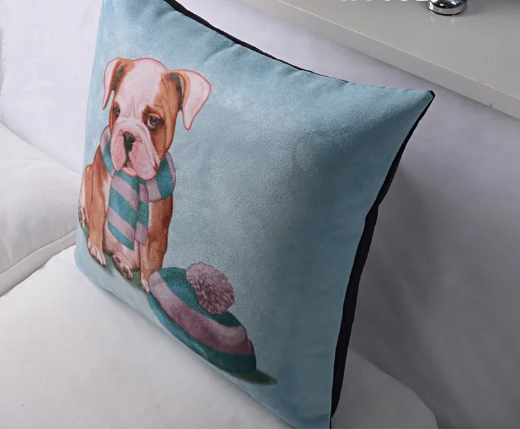 Ретро ручная роспись мультяшная собака наволочка кожаная кашемировая подушка