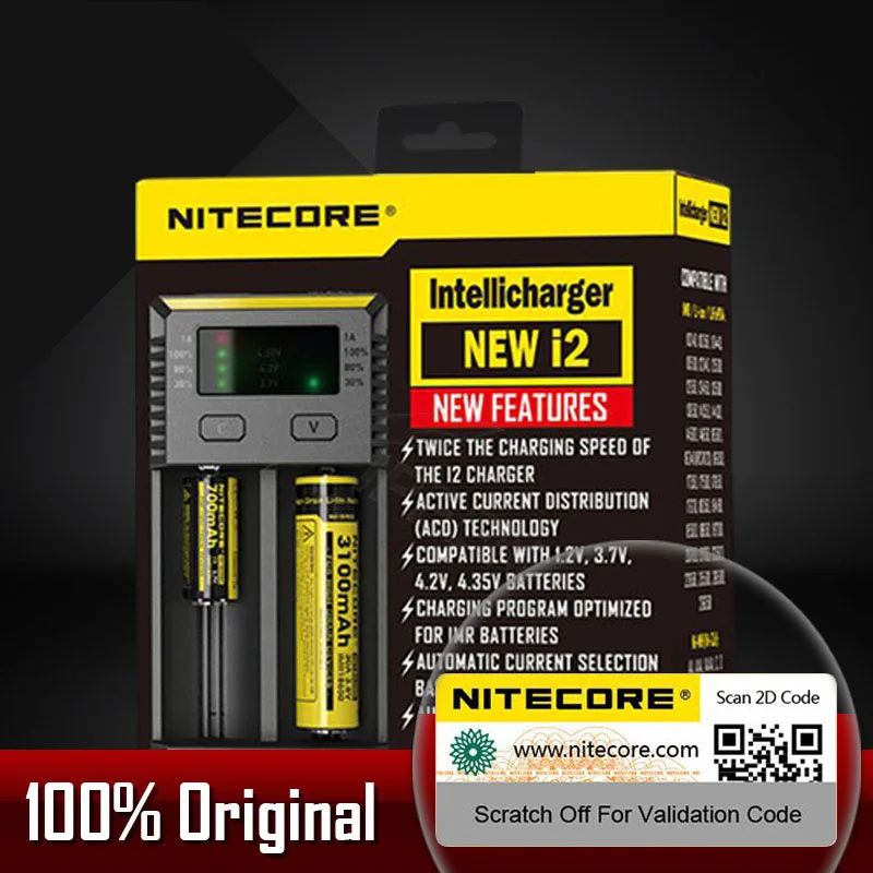 I2 Бренд Nitecore D4 I4 I2 D2 Digicharger ЖК-дисплей интеллектуальной интегральной схемой литий-ионный аккумулятор для 26650 18650 18350 16340 14500 10440 AA AAA 22650 - Цвет: I2