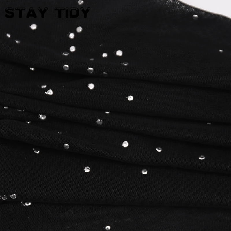STAY TIDY Сексуальная черная сетка шикарные штаны летние женские с высокой талией