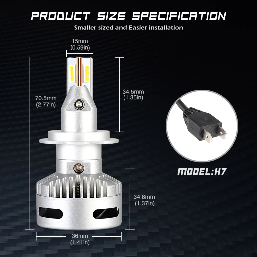 Прожекторные фары H7 светодиодный Автомобильный свет 12000lm 6500k белый 9005 9012 D1 D2 H8 H11 светодиодный лампы для передних фар Малый размер затрудняетесь в выборе правильного размера