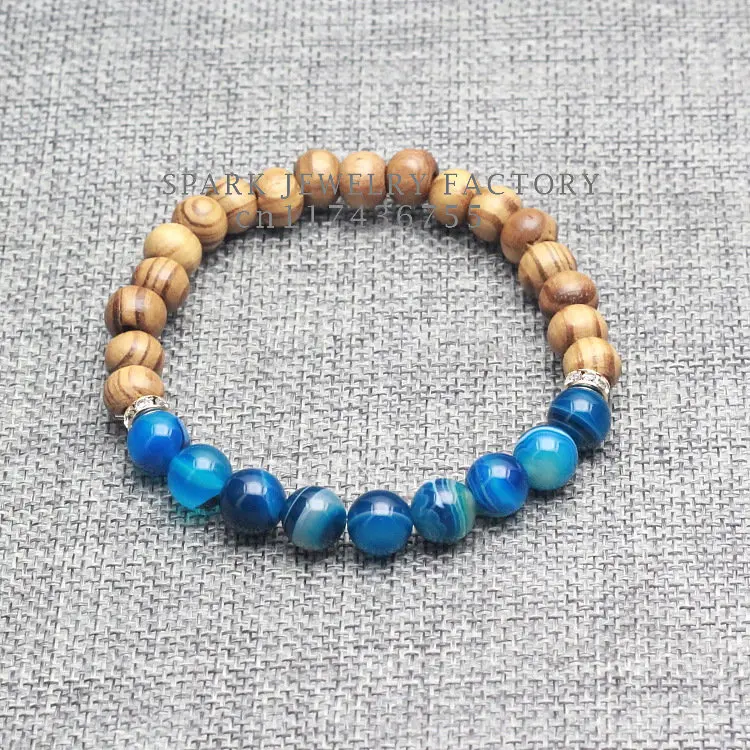 Новинка 2016 браслет из натуральных деревянных бусин для мужчин и женщин камень