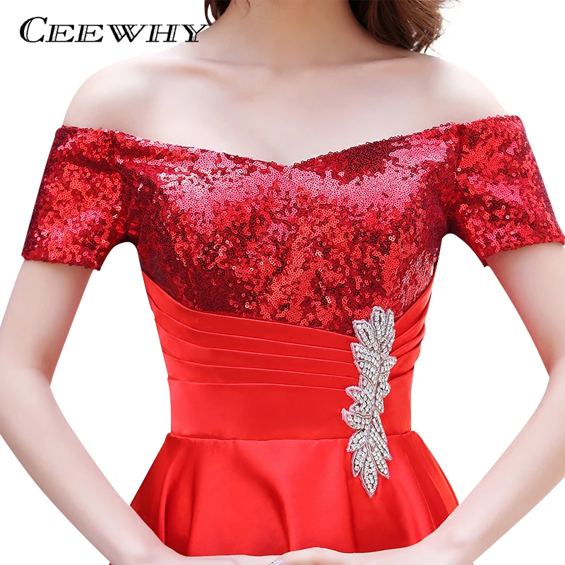 CEEWHY/Вечерние платья с блестками и кристаллами; Abendkleider Vestido de Noiva; асимметричные вечерние платья со шлейфом