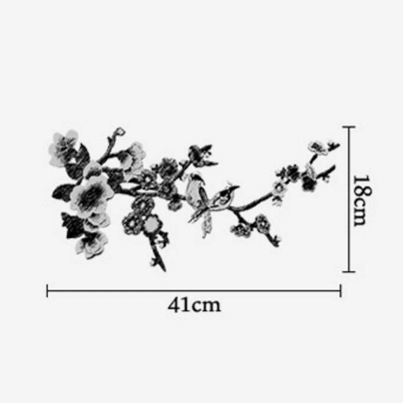 High Quality Embroidery Plum Blossom Patch Flower with Bird Patches DIY Clothing Sew On Sticker for Dancing Dress Cloth | Дом и сад