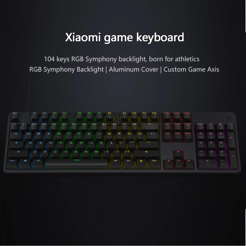Оригинальная Xiaomi mi клавиатура Ga ng с 104 клавишами RGB светодиодный чехол подсветкой