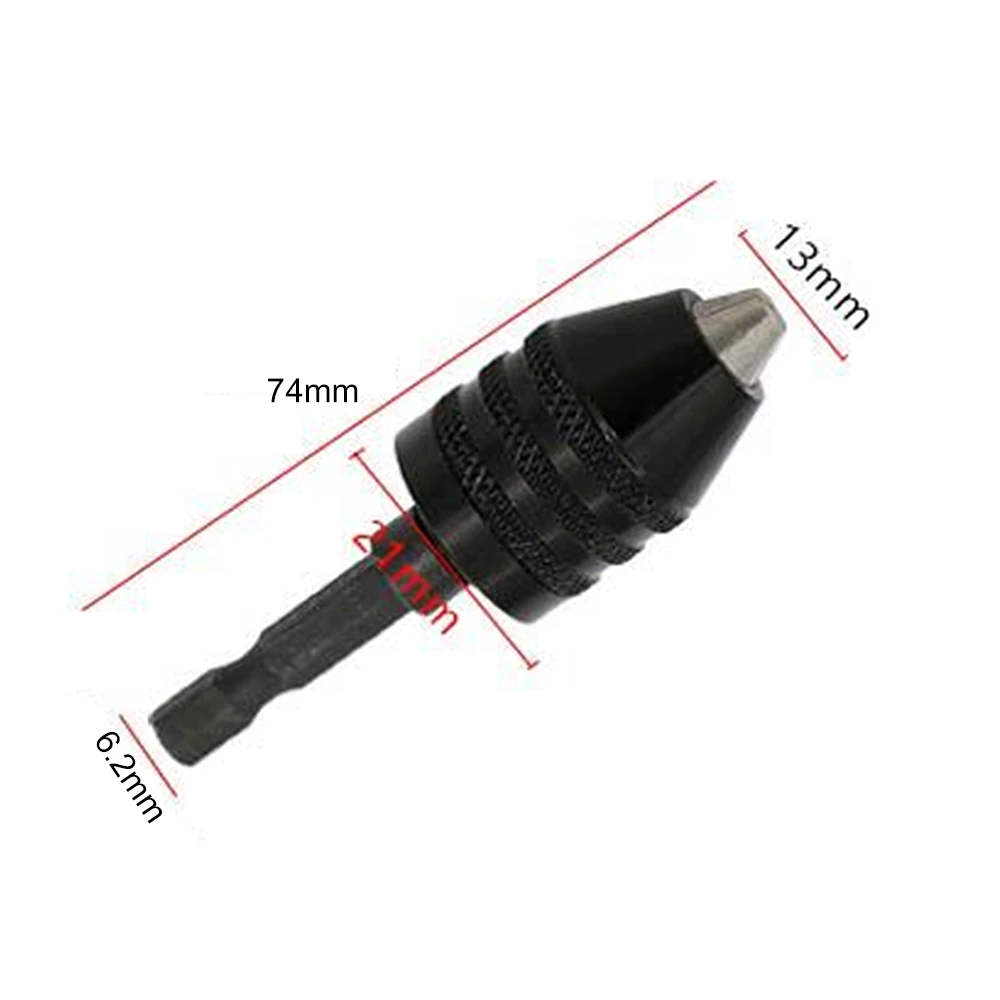 

2019 New Black 0.3-6.5mm Keyless Chuck Adapter 1/4 Inch Hex Shank Drill Chuck Tool