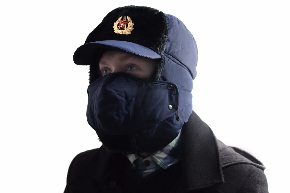 Советская армия, военный значок, Россия, ушанка, шапки-бомберы, летчик, охотник, шапка, зимняя, искусственный мех кролика, ушанка, мужские снежные шапки
