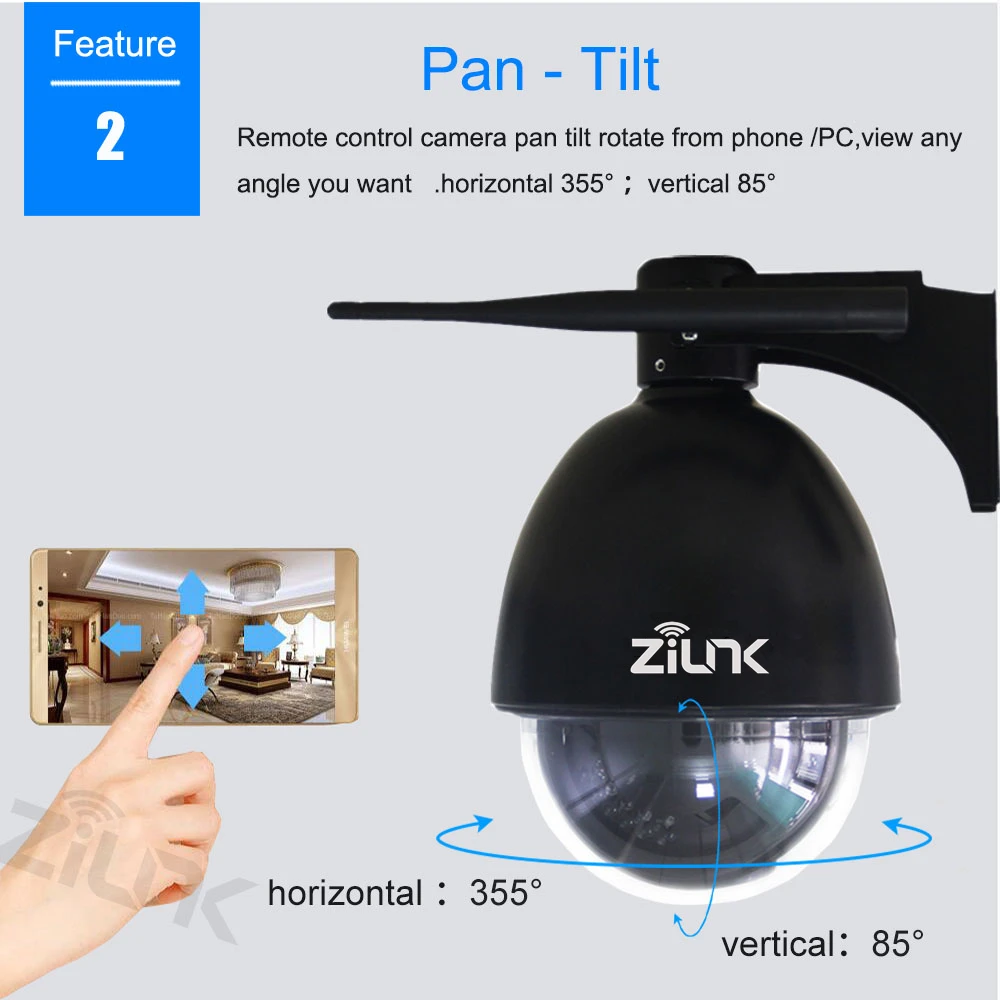 ZILNK ip-камера безопасности, открытая PTZ 5X Zoom Onvif 960P 1080P HD беспроводная wifi Мини скоростная купольная камера, водонепроницаемая H.264 IR 50M