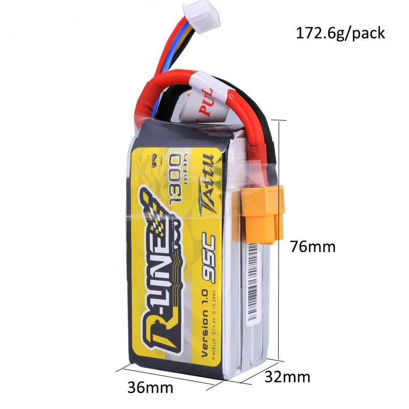 Tattu R-Line 14.8V 1300mAh 95C 4S Lipo Battery with XT60 Plug For DIY FPV Racing Drone Racer Spare Parts High Quality Accs | Игрушки и