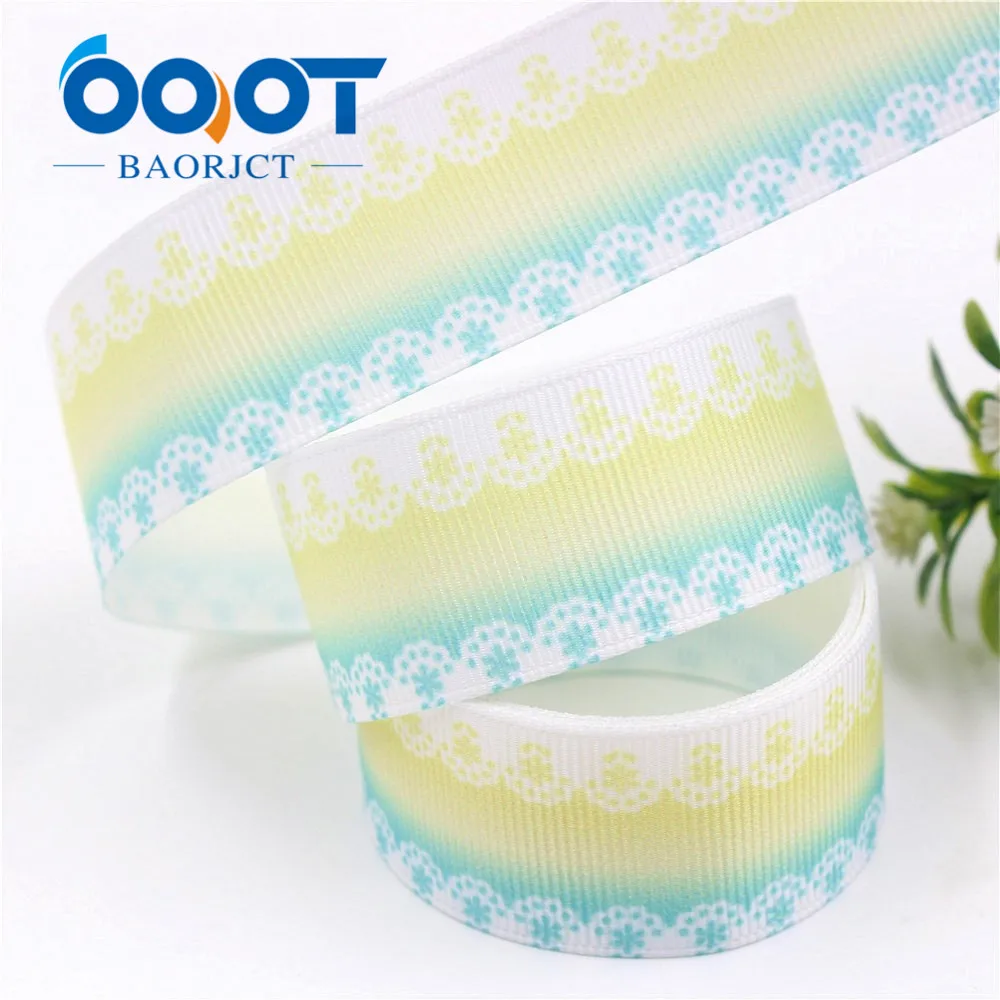 OOOT BAORJCT I-19603-1370 25mm 10yards geometric Thermal transfer Printed grosgrain Ribbons tape crafts bow cap DIY accessories | Дом и сад