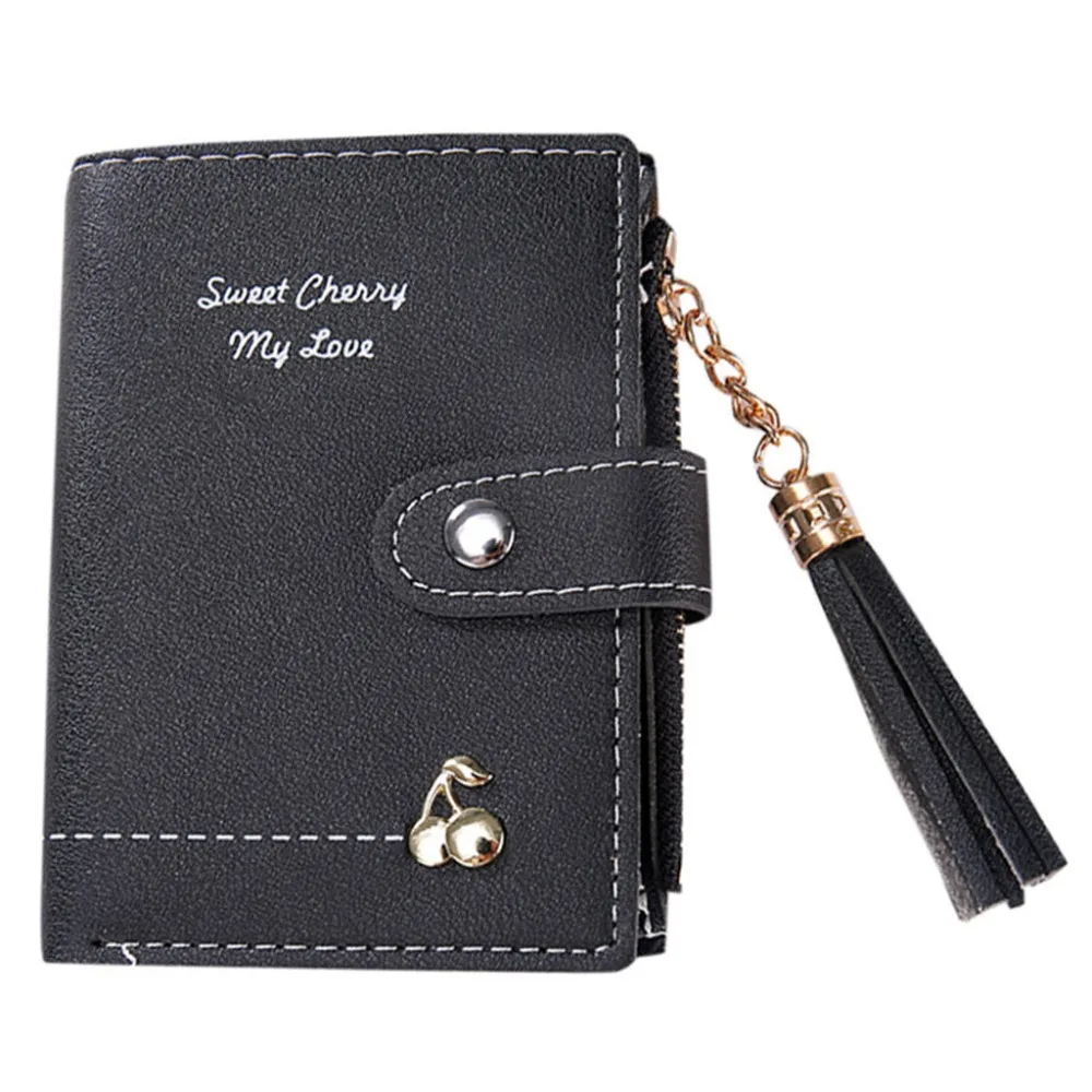 2018 бахромой дамы кошелек маленький милый женские короткие кожаные на молнии